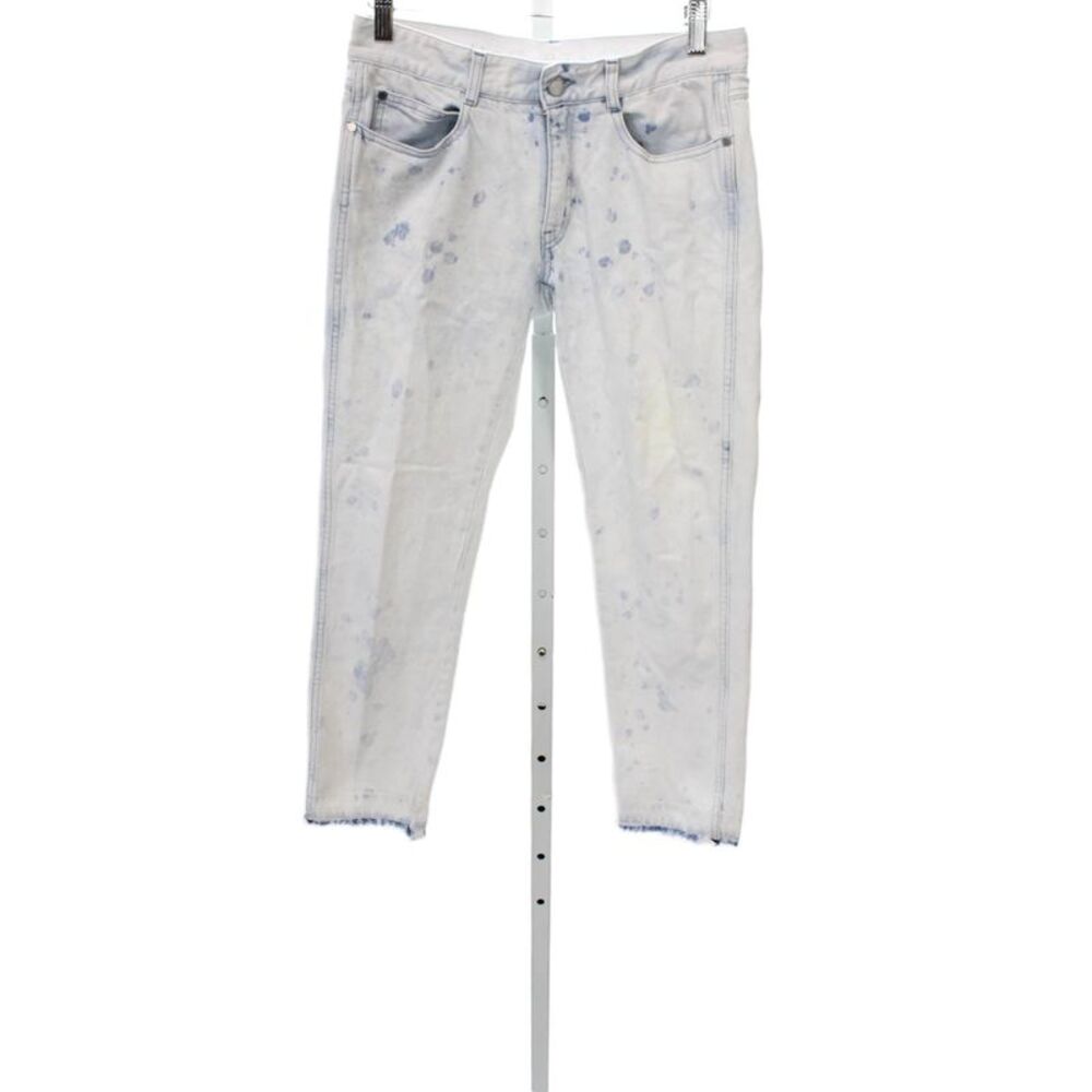 Stella McCartney Women Cropped Bleached Blue Cotton Jeans Low Rise Size S